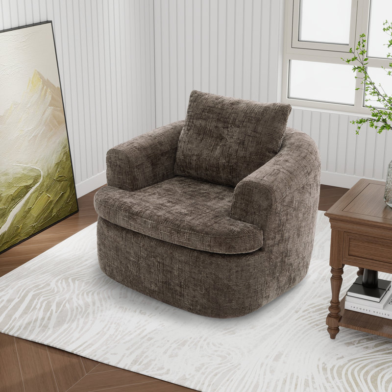 Fauteuil demi-tonneau pivotant à 360 ° (chenille), Brun