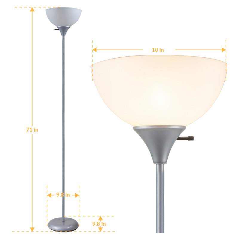 Lampe torchère sur pied 71 po Kamelya, Argent, Argent