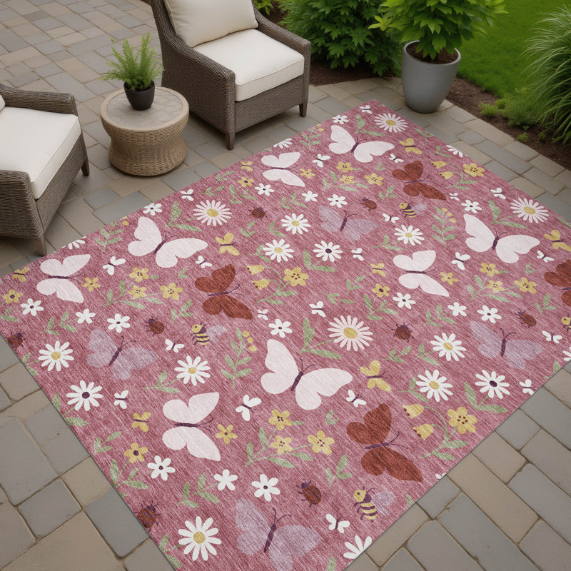 Machine Washable Indoor/Outdoor Chantille ACN2618 Kids Rug, Mauve, 9' x 12'