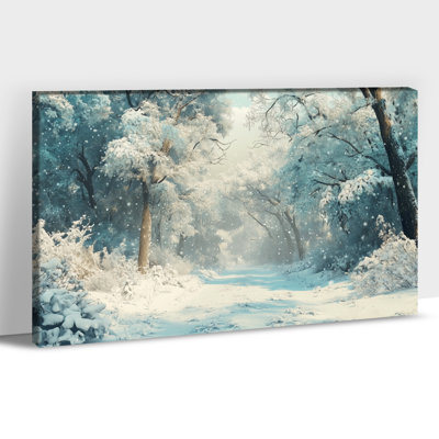 Art mural sur toile grand paysage de forêt d'hiver, affiche de peinture de nature enneigée, œuvre d'art rustique moderne de 28 x 40 pouces, impression sur toile pour décoration de salon, 28 x 40 pouces