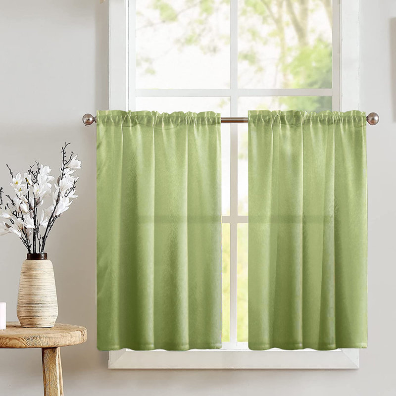 Brittaney Tailored Cafe Curtain, Lime Green
