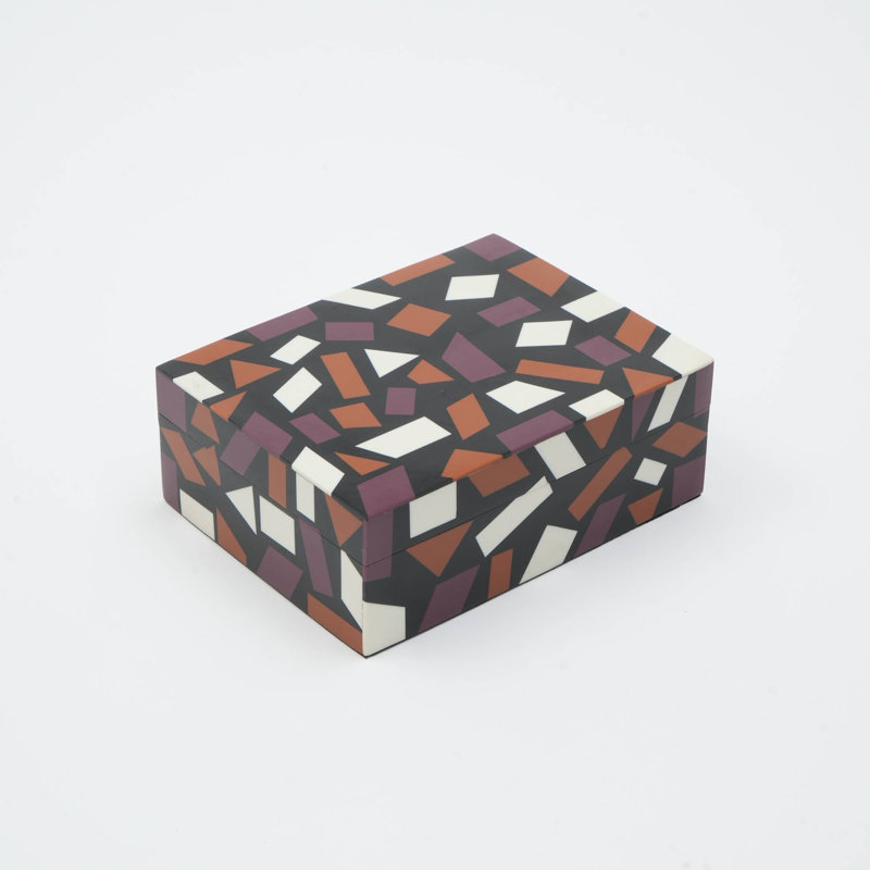 Boîte décorative | Boîte de rangement en résine à motif géométrique, 2 pièces