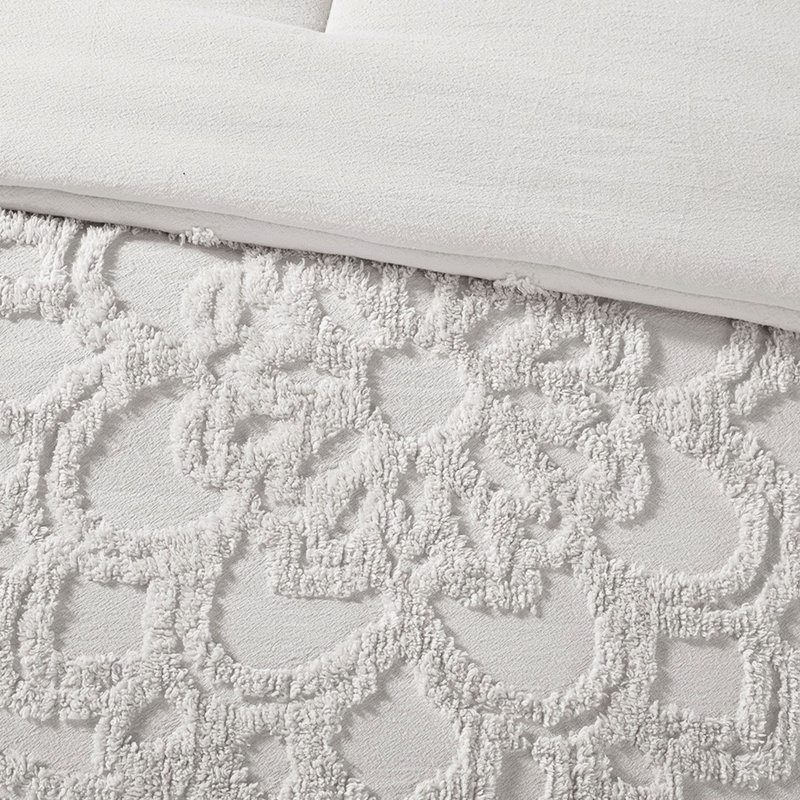 Édredon tout usage en coton gris chenille, King Comforter + 2 Shams, Gris
