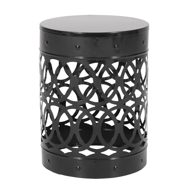 Table d'appoint d'extérieur en métal noir moderne - grande avec finition en fer, Noir