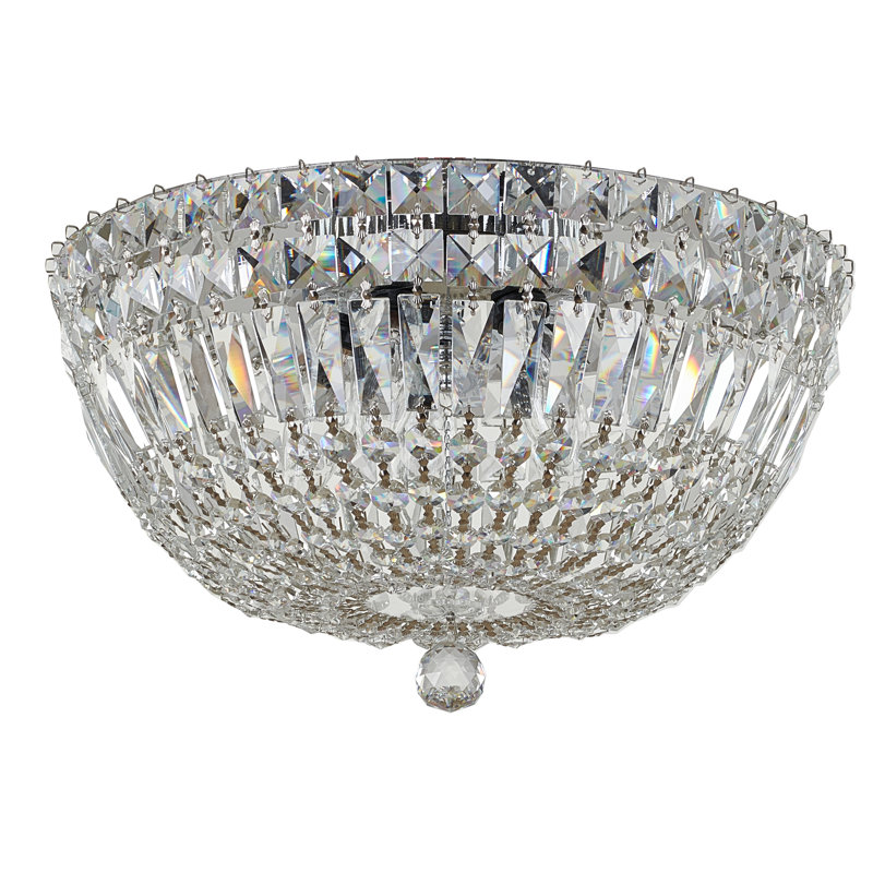 5-Light Chrome Flush Mount With Clear Crystal Accents