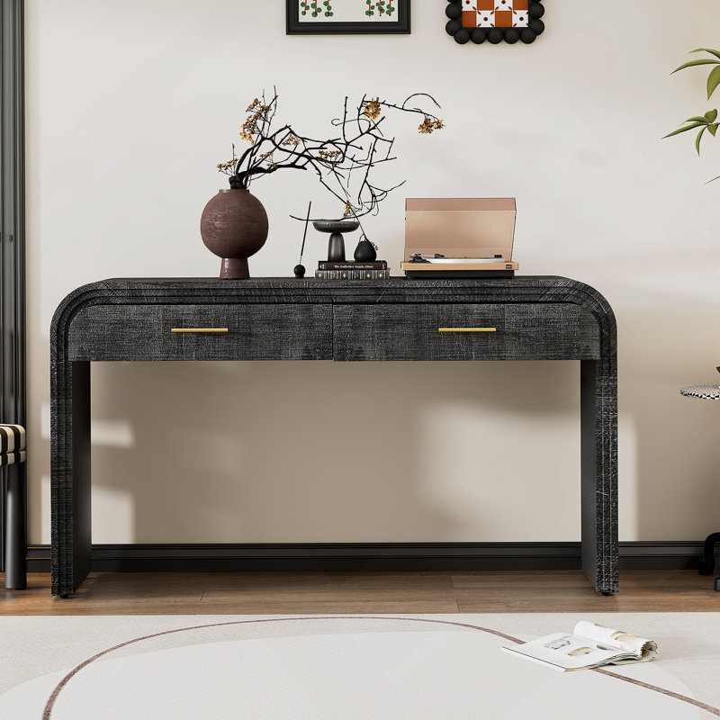 Console unique de style rétro avec deux tiroirs supérieurs pour l'entrée, idéale pour améliorer les espaces de vie
