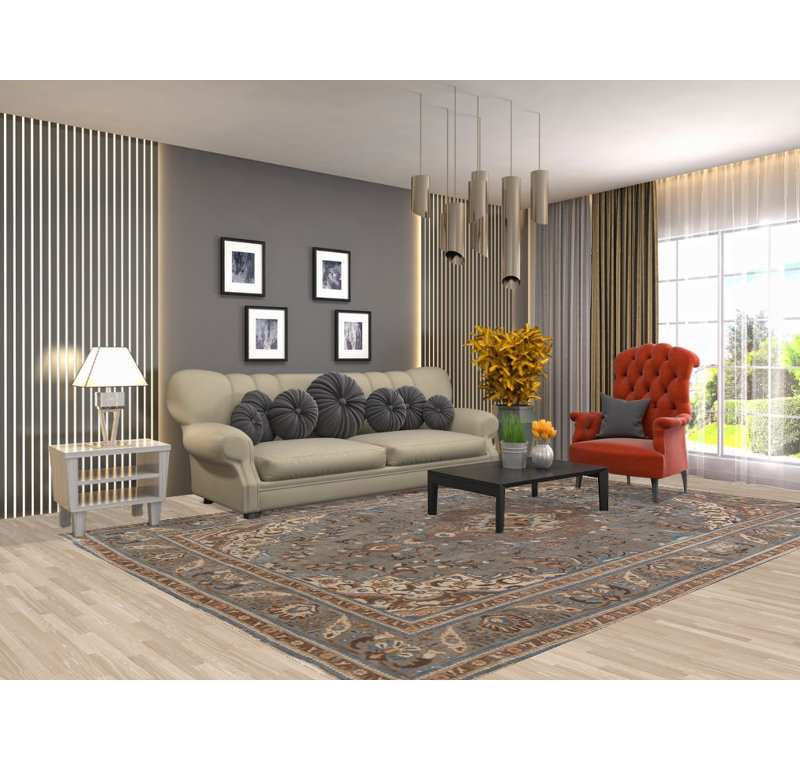 Tapis gris délavé traditionnel 8 x 11