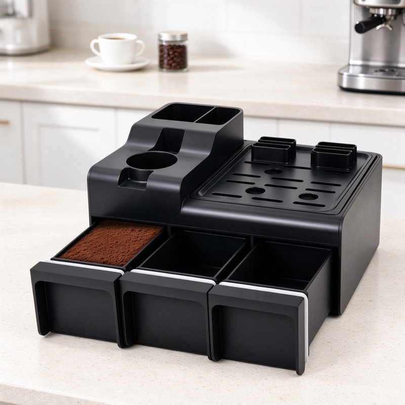 Reusable K-Cup Coffee Station Organizer with Drying Rack, Coffee Pod Maker and Filling Station for Grounds, Filters and Accessories