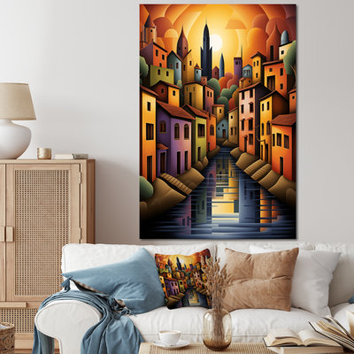 Popart Venice Italy Landscape - Coastal Boat Wall Art