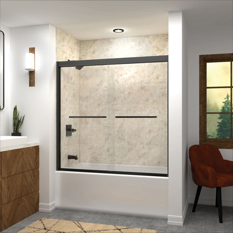 Porte de douche demi-cadre l 57,75 "x H 58" Frederick, Noir