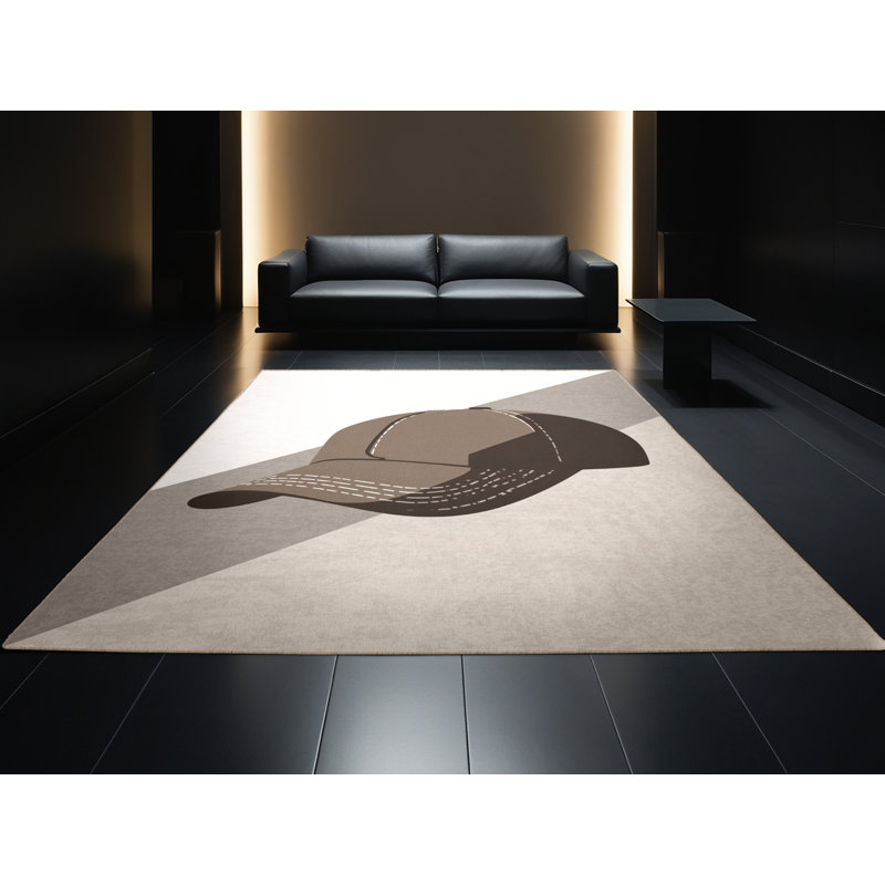 Tapis beige uni lavable à la machine moderne de couleur unie Buckland, 5 x 7