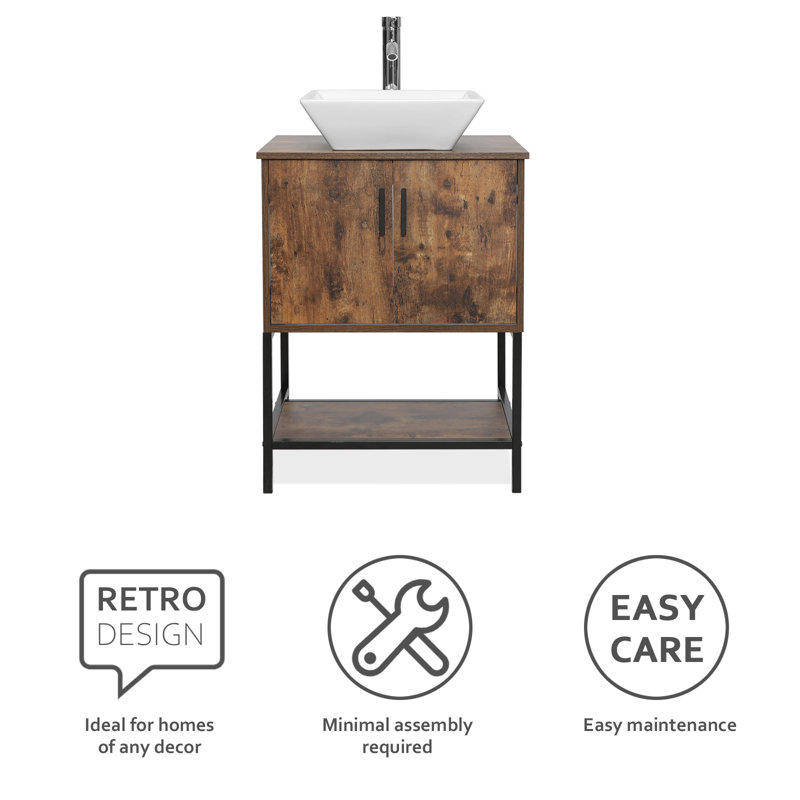 24" Single Bathroom Vanity Set, Brown