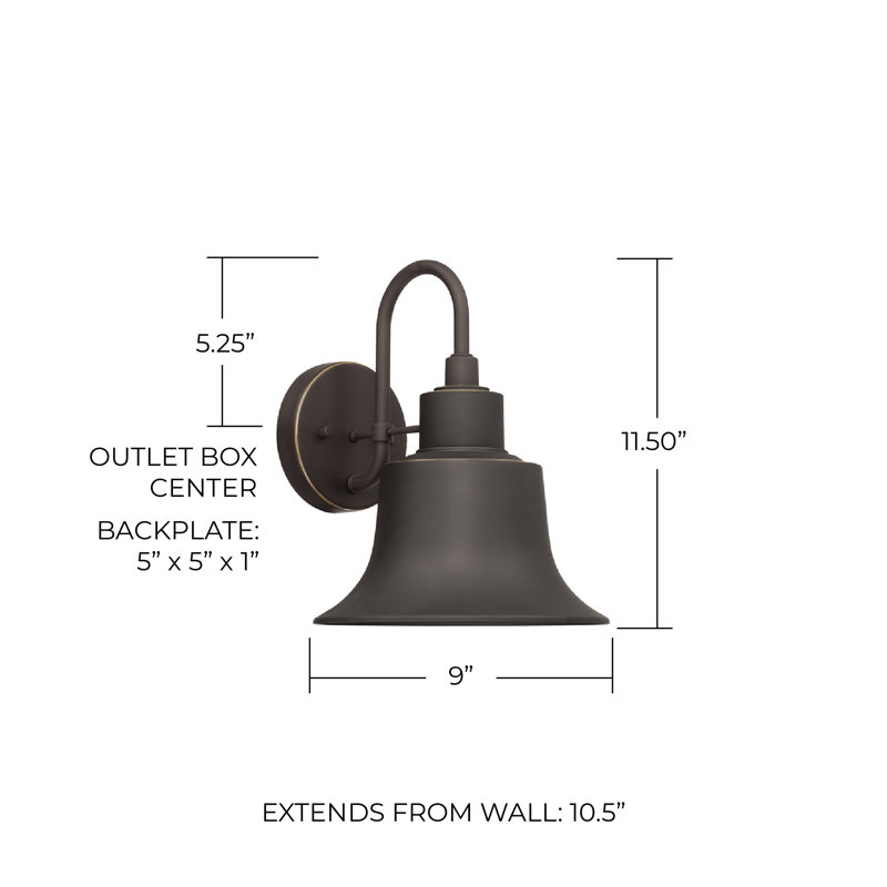 Brock Aluminium Wall Light, 11.5" H  x 9" W  x 10.5" D, Oiled Bronze