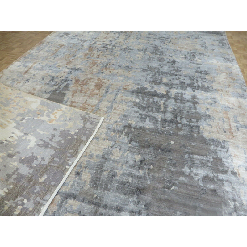 Tapis de la surface en soie 10 pi 1 po x 14 po noué la à la main one-of-kind Corvin