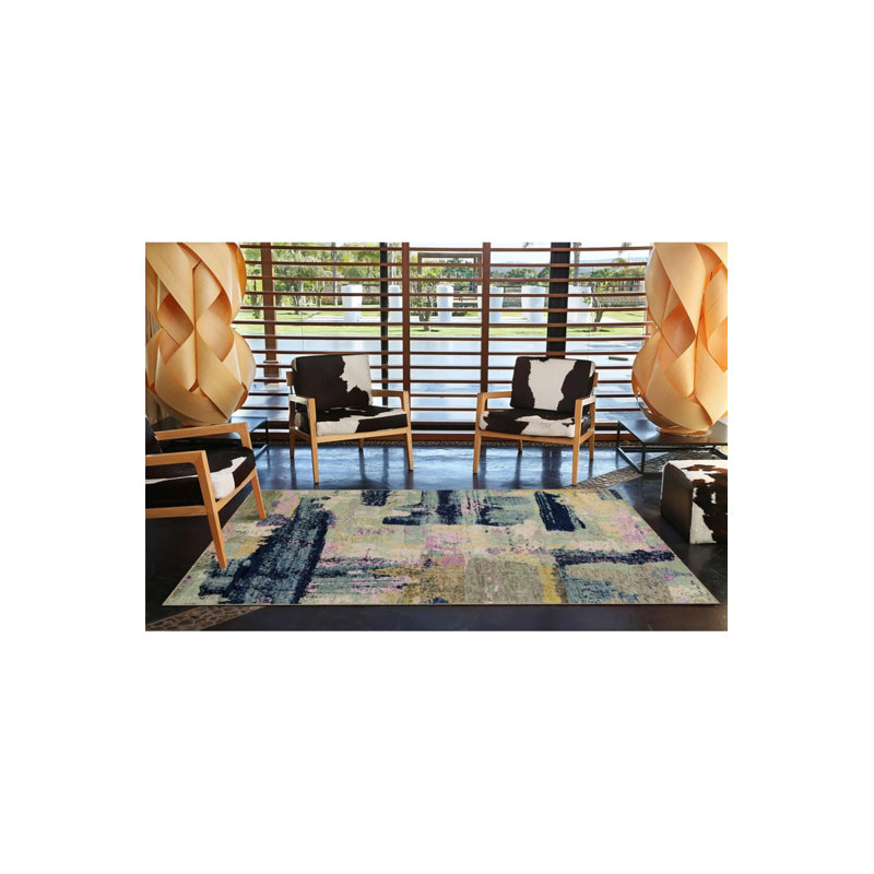 Tapis décoratif rayé pastel, Rectangle 3 pi 4 po x 5 pi