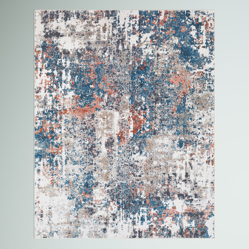 Tapis bleu / gris Nowell, Rectangle 7 pi 6 po x 9 pi 6 po