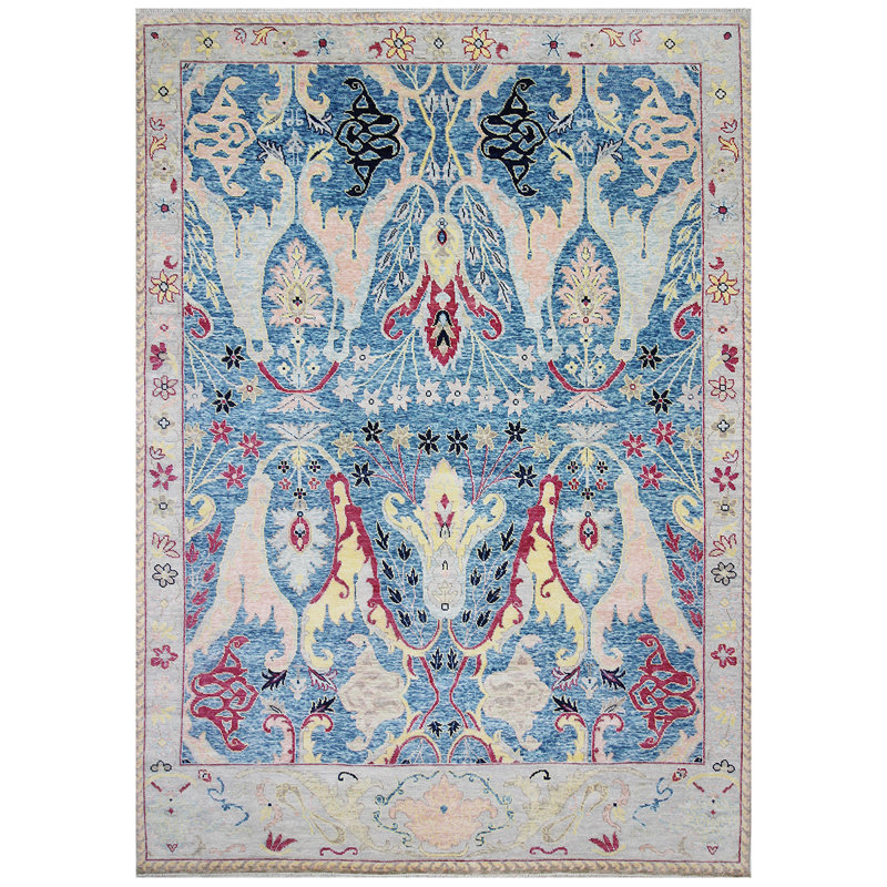 Oriental Area Rug in Blue, Rectangle 10' x 14'