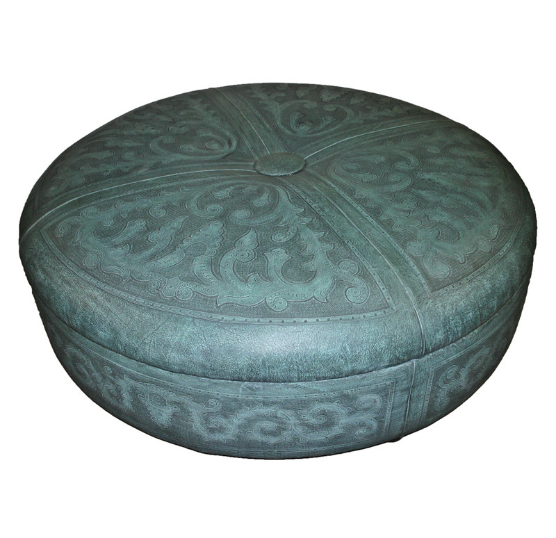 Upholstered Ottoman, Colonial Turquoise