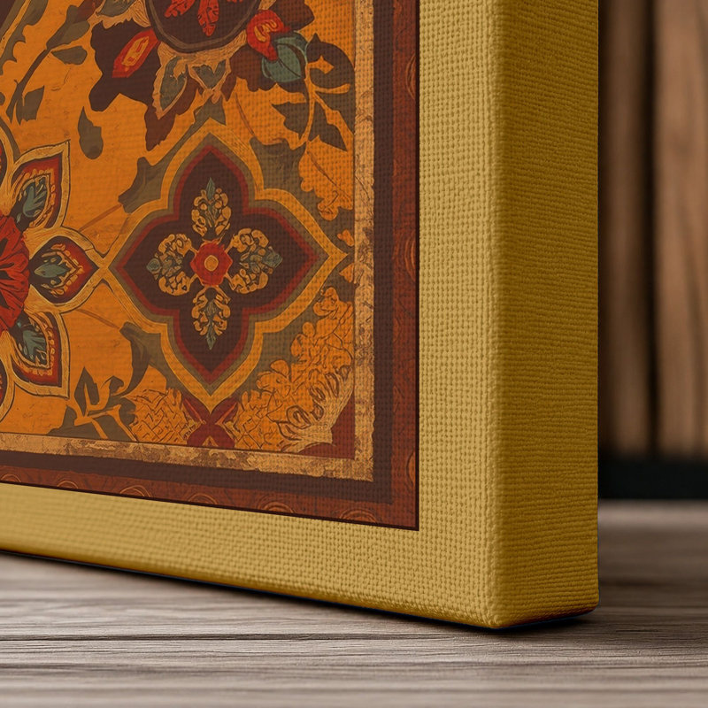Ornate Eastern Tapestry Eclectic - Wrapped Canvas, Ochre Border, 30x20 - 76.2 x 50.8 cm