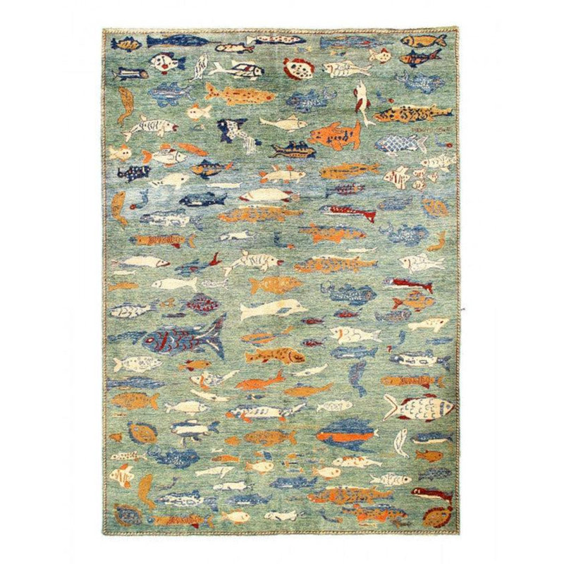 Canvello Fine Hand Knotted Gabbeh Fish Design - 6'9" X 9'