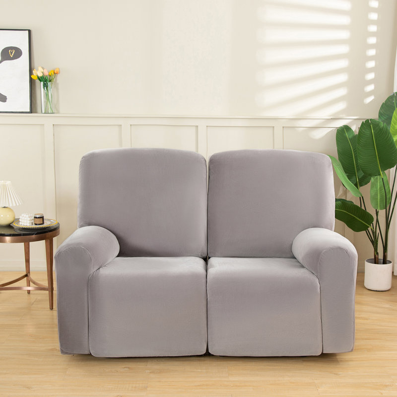 Housse pour fauteuil inclinable en velours extensible, Velours gris