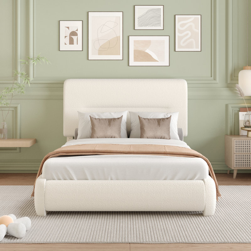 Base de lit tapissier Haden, Double , Beige