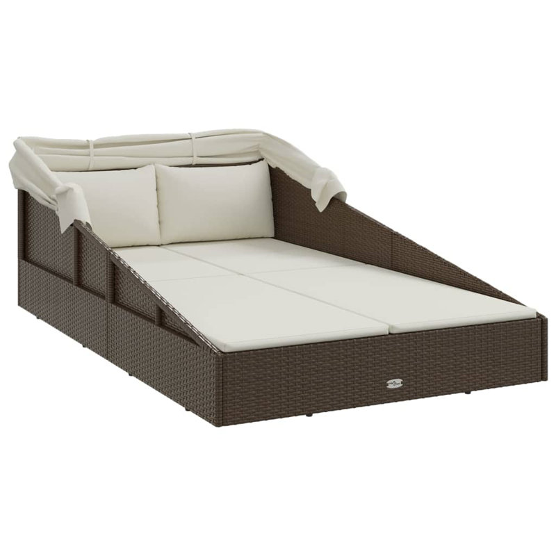 78.7'' Wide Patio Daybed with Cushions, Cream , Brown