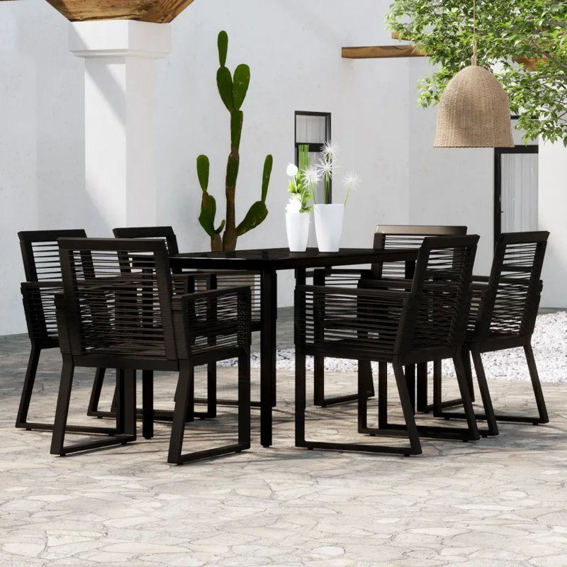 Ebern Designs Garden Dining Set, 74cm H x 140cm W x 70cm D