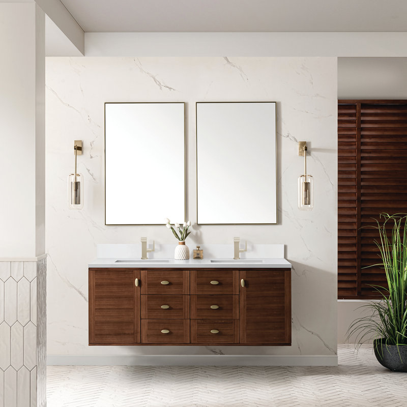 Amberly 60" Double Bathroom Vanity Set, White Zeus, Single-Hole