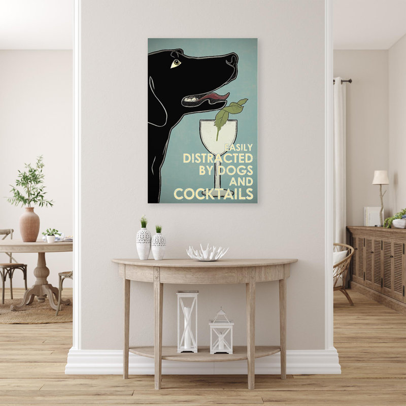 «Khayrah Facilement distrait par les chiens et les cocktails», reproduction d'art rectangulaire sur toile tendue sur toile tendue