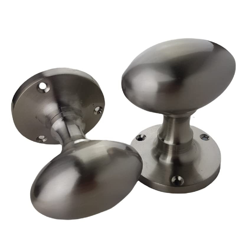  1 Pair Oval Mortice Sprung Door Knob Set Pack in Polished Brass Finish
