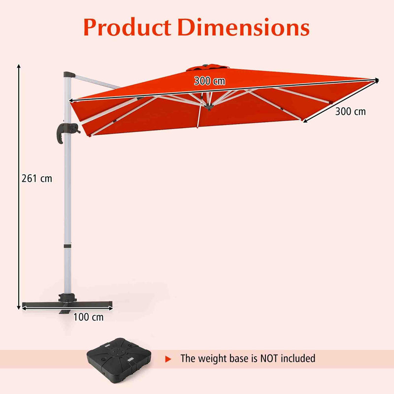300cm Cantilever Parasol, Orange