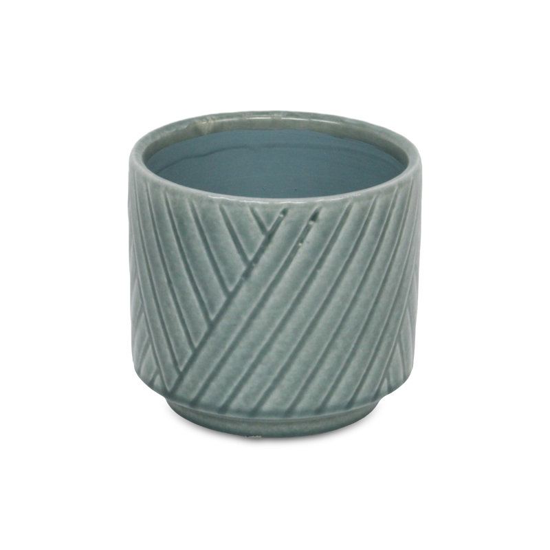 Kettering Handmade Ceramic Pot Planter, 5.25" H x 6" W x 6" D, Green