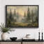«Misty Evergreen Forest Sunrise», art de salon rustique, impression sur toile encadrée-131654545-131654550