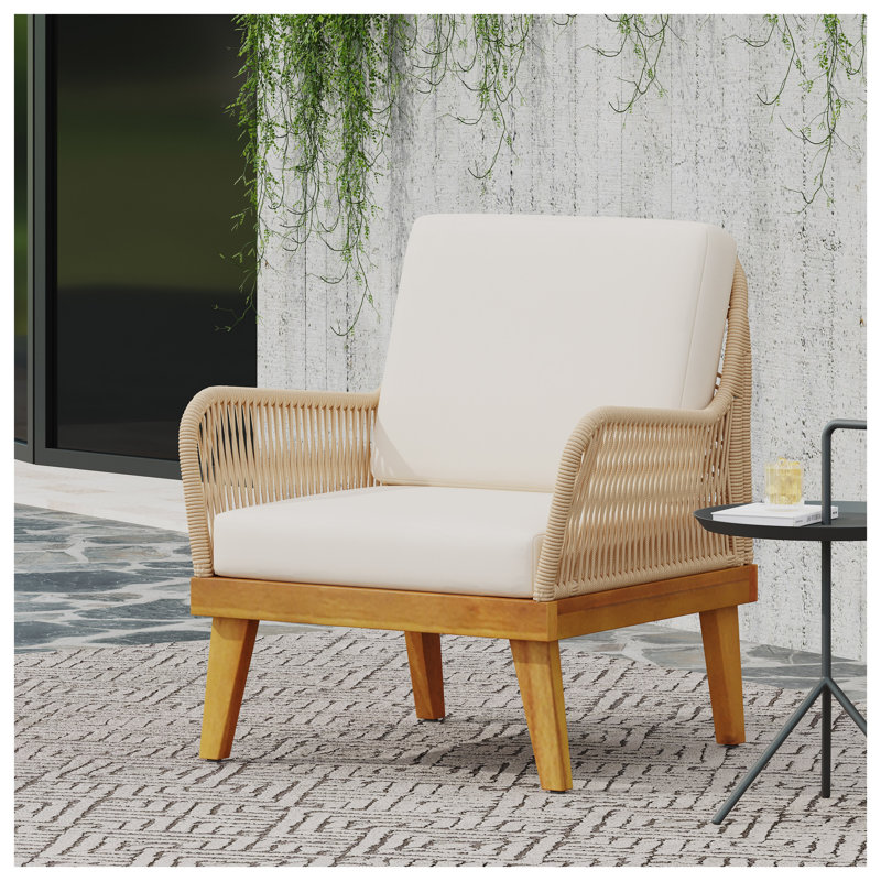 Fauteuil club en bois d'acacia tressé Annisa