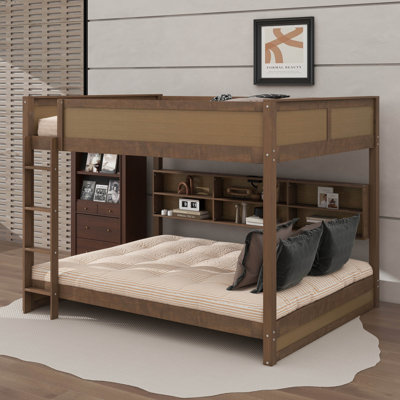 Queen-Sized Over-Queen Bunk Bed Featuring USB Ports And Storage Compartments