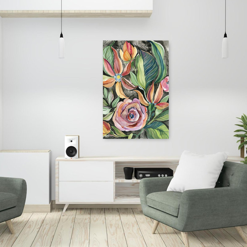 Whimsical Garden Flower Art, 36" H x 24" W