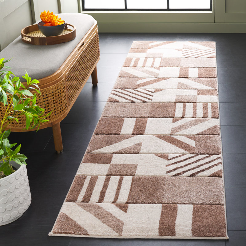 Tapis à motif géométrique Jeromie Performance, Tapis de couloir 2 pi 3 po x 8 pi
