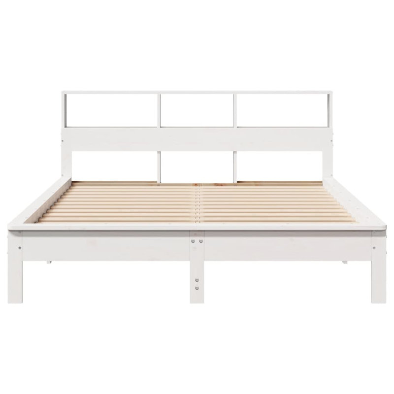Shaylene Solid Wood Bed, 80cm H x 220.5cm W x 152cm D, White