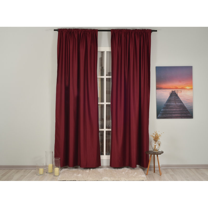Sateen Look Room Darkering Room Darkening Curtain Pair, 52" W x 72" L, Burgundry