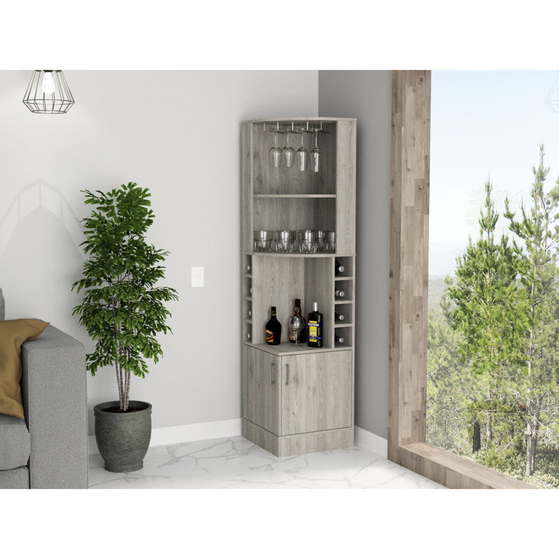 Bar gris avec tablettes pour présentation de boissons et de vin, Light Grey
