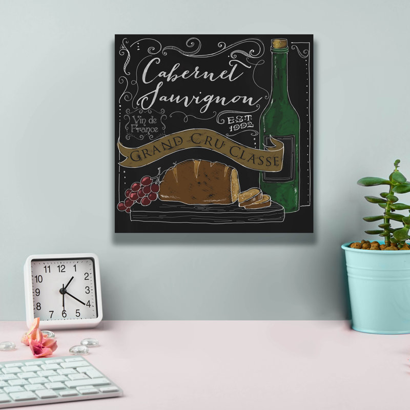 «Wine Chalkboard 2» par Fiona Stokes-Gilbert, art mural sur toile, H 12 po x l 12 po x P 0,75 po