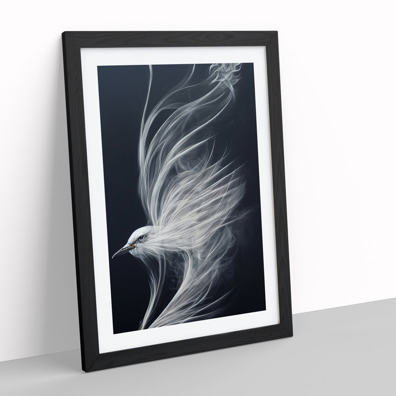 Smokey Bird - Single Picture Frame Print, Black, 64cm H x 46cm W x 2cm D