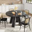 Table de salle à manger ronde pour 4 personnes, table de cuisine de ferme avec piédestal robuste pour la salle à manger, la cuisine ou le salon-1206936477