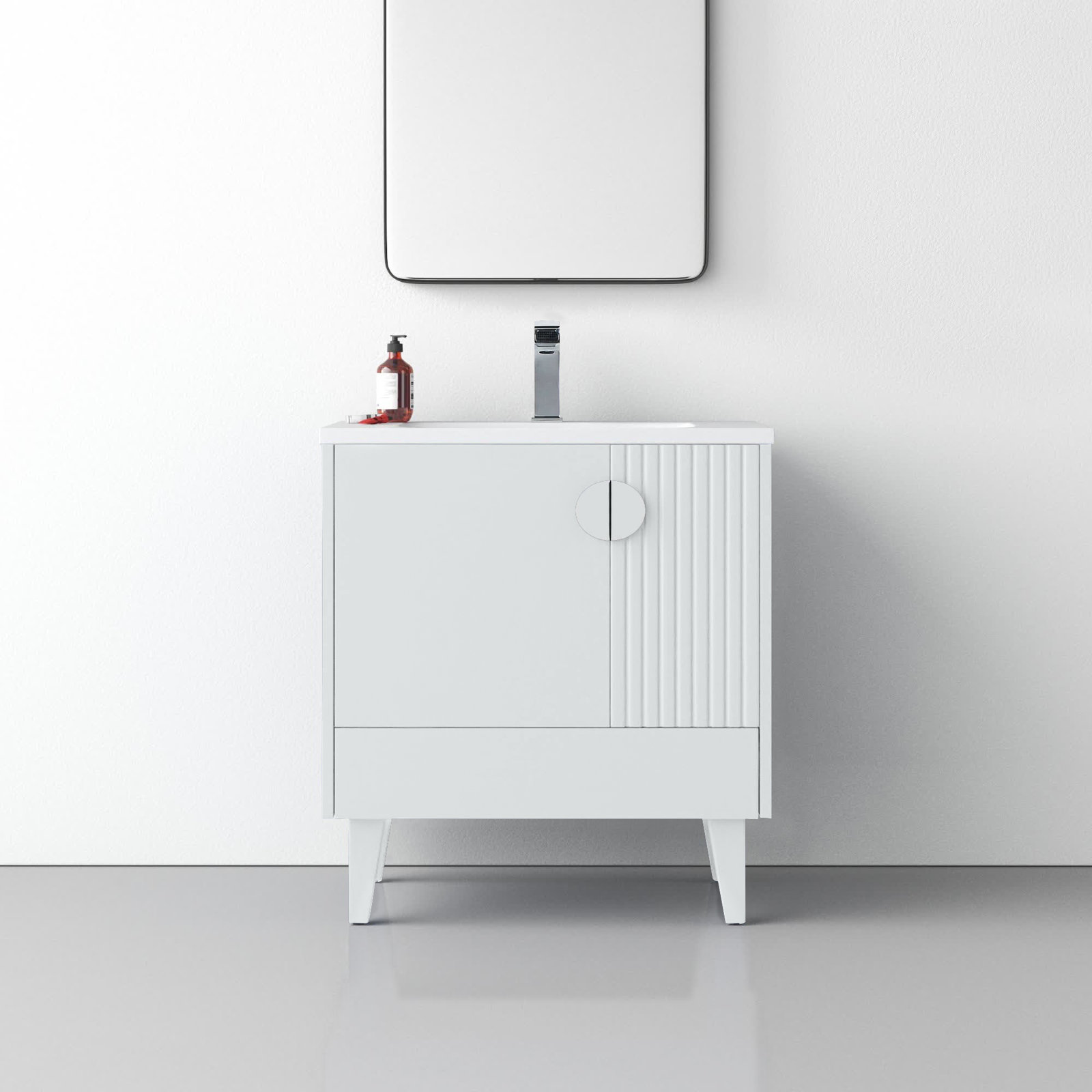 Saimah 30'' Single Bathroom Vanity, White Matte, Polished Chrome