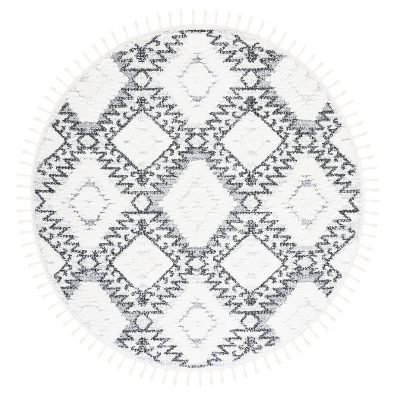Kampsville Tassel Shag Performance Southwestern Rug, Round 6'7"