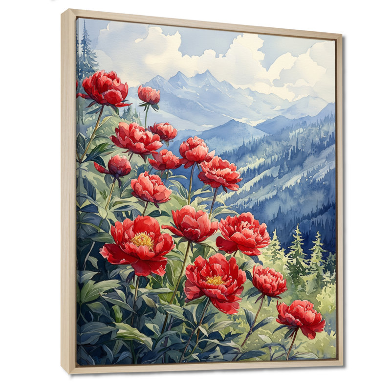 Holcomb pivoines dans la crête de la montagne I - décoration murale pivoines, H 20 po x l 12 po, Crème, crème