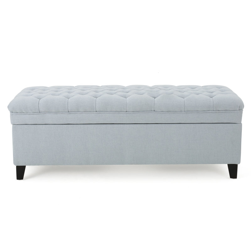 Banc de rangement rembourré en polyester Twania, Bleu clair