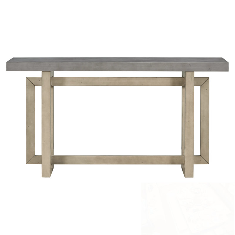 Rectangle Console Table With Thick Wood Legs, Natural, Gray