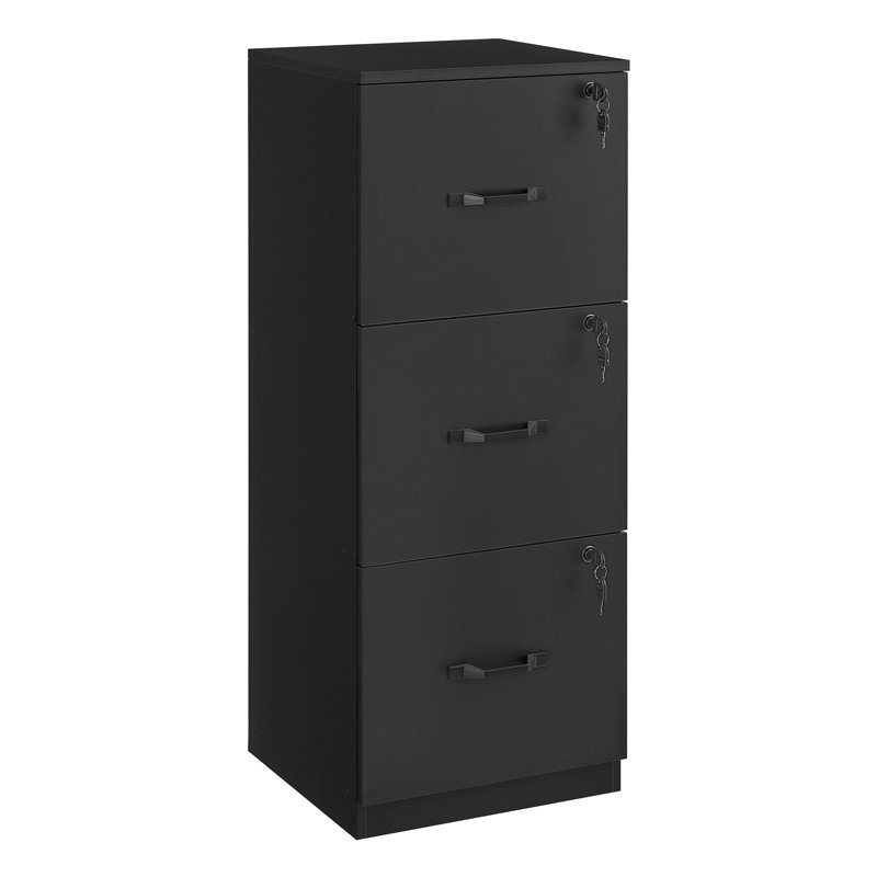 Fyllia 3 Drawer Filing Cabinet, Black